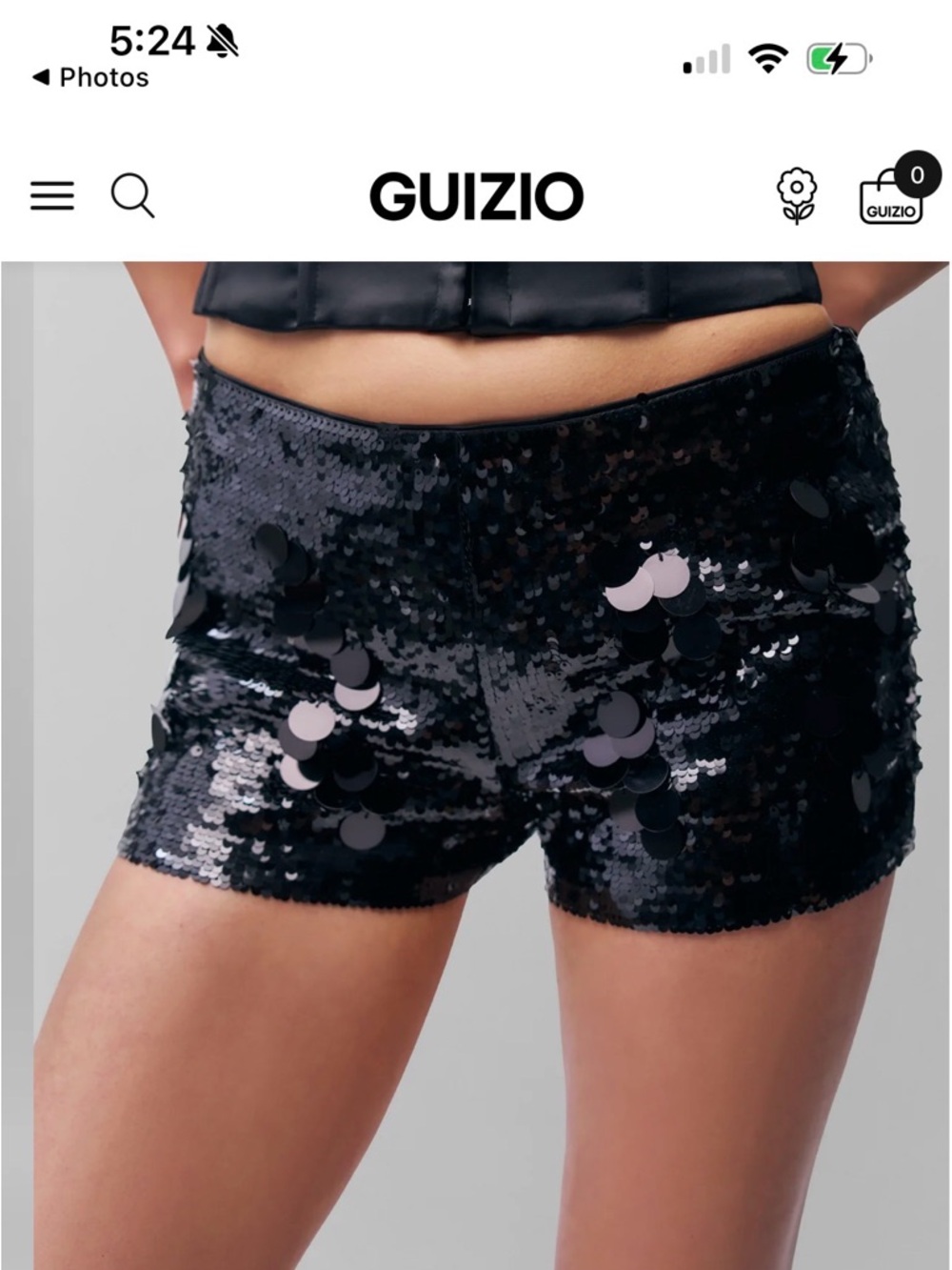 Danielle Guizio Black Sequin Bermuda Shorts